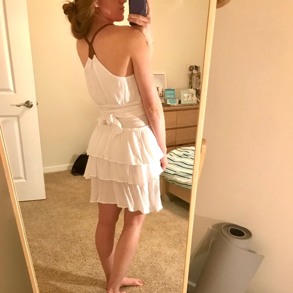 White Ruffle Wrap Dress - Picture 7 of 7